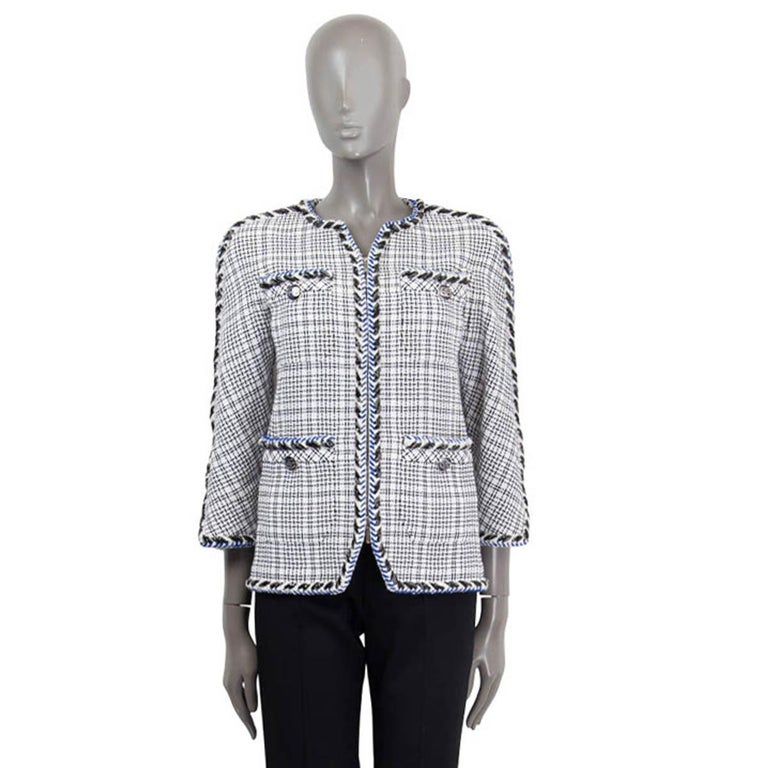 Chanel Blue & White Geometric Pattern Jacket | Decades Inc.