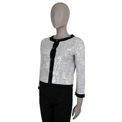 CHANEL white & black cashmere 08P SEQUIN Cardigan Sweater M