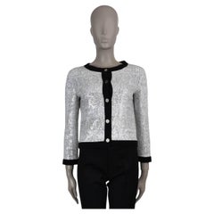 CHANEL blanc & noir cachemire 08P SEQUIN Cardigan Pull M