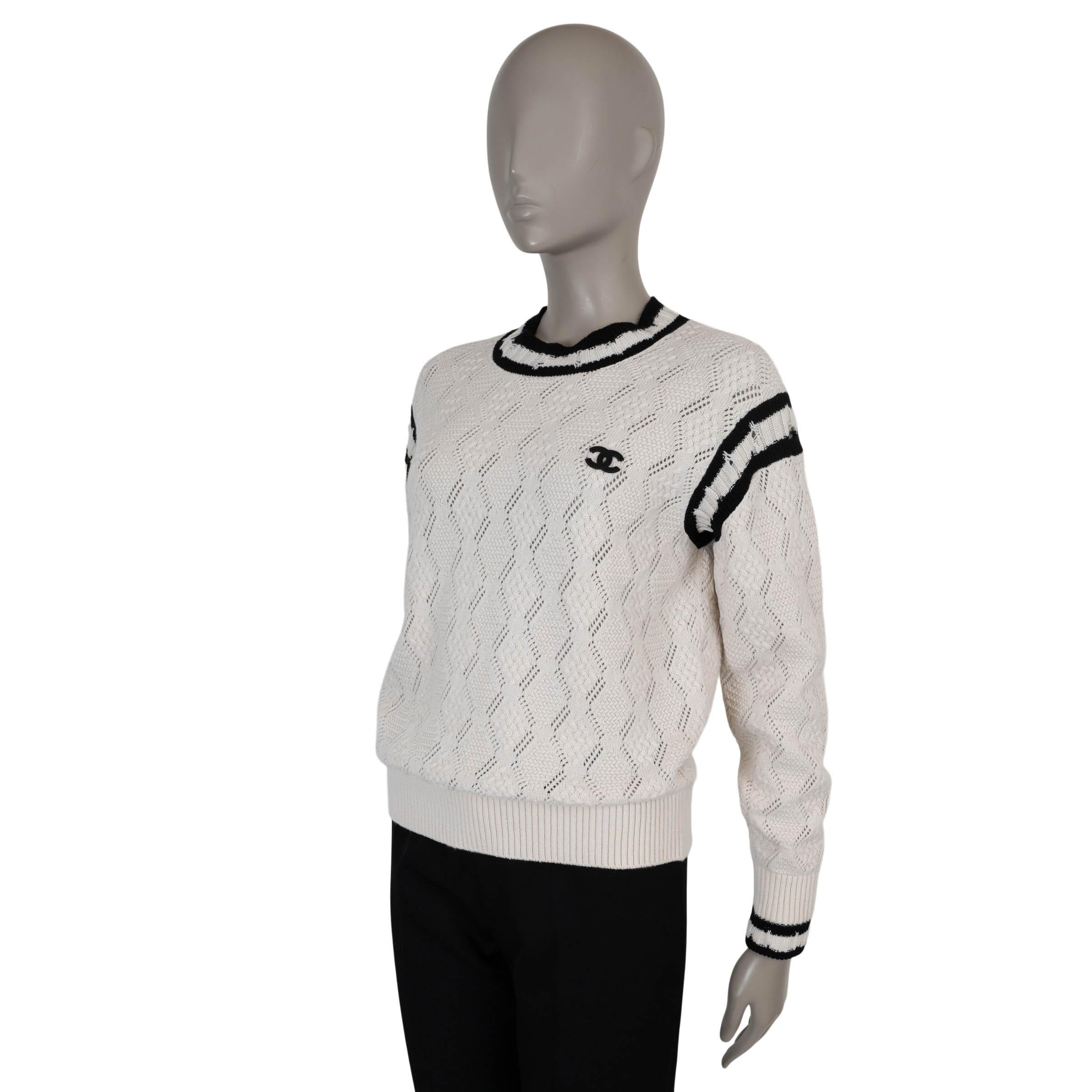 CHANEL blanco y negro cachemira 22C DUBAI POINTELLE Jersey 34 XS Gris en venta