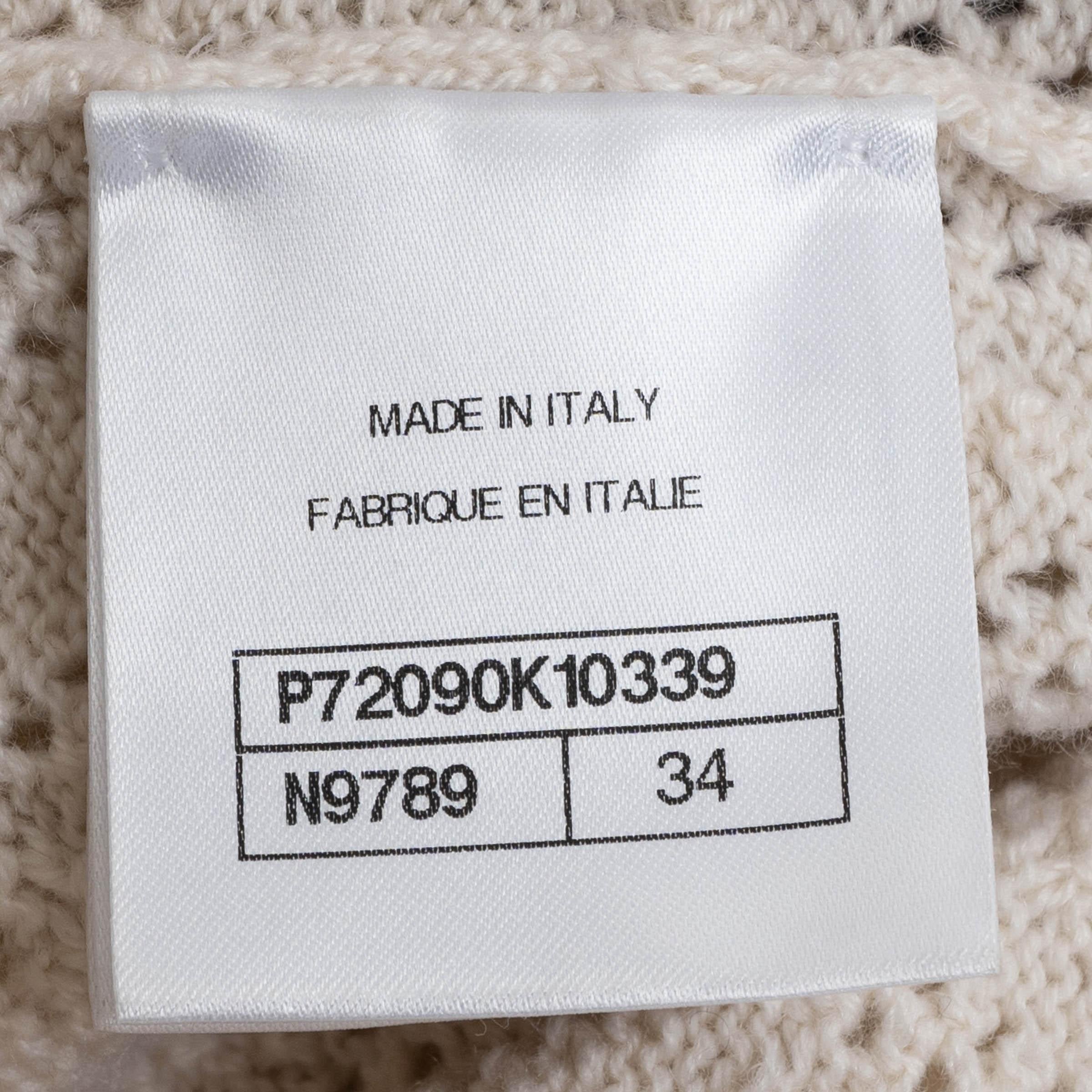 CHANEL blanco y negro cachemira 22C DUBAI POINTELLE Jersey 34 XS en venta 3