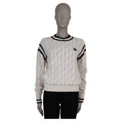 CHANEL blanco y negro cachemira 22C DUBAI POINTELLE Jersey 34 XS