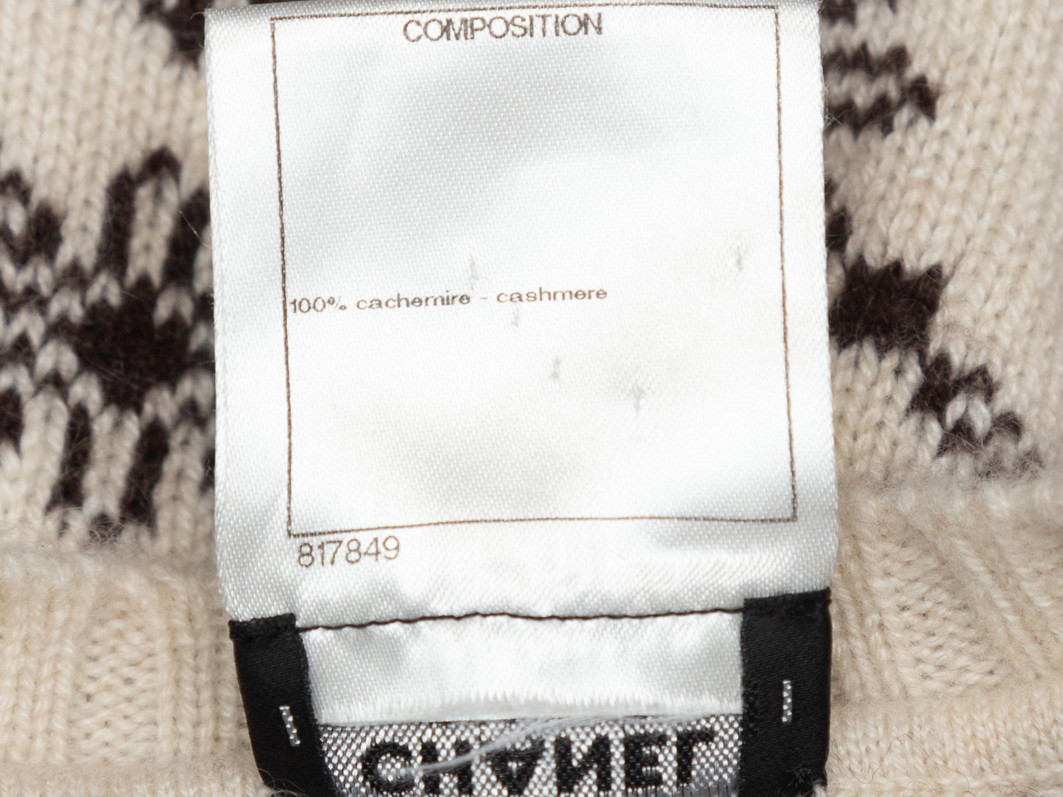 Beige Chanel White & Black Cashmere Snowflake Sweater