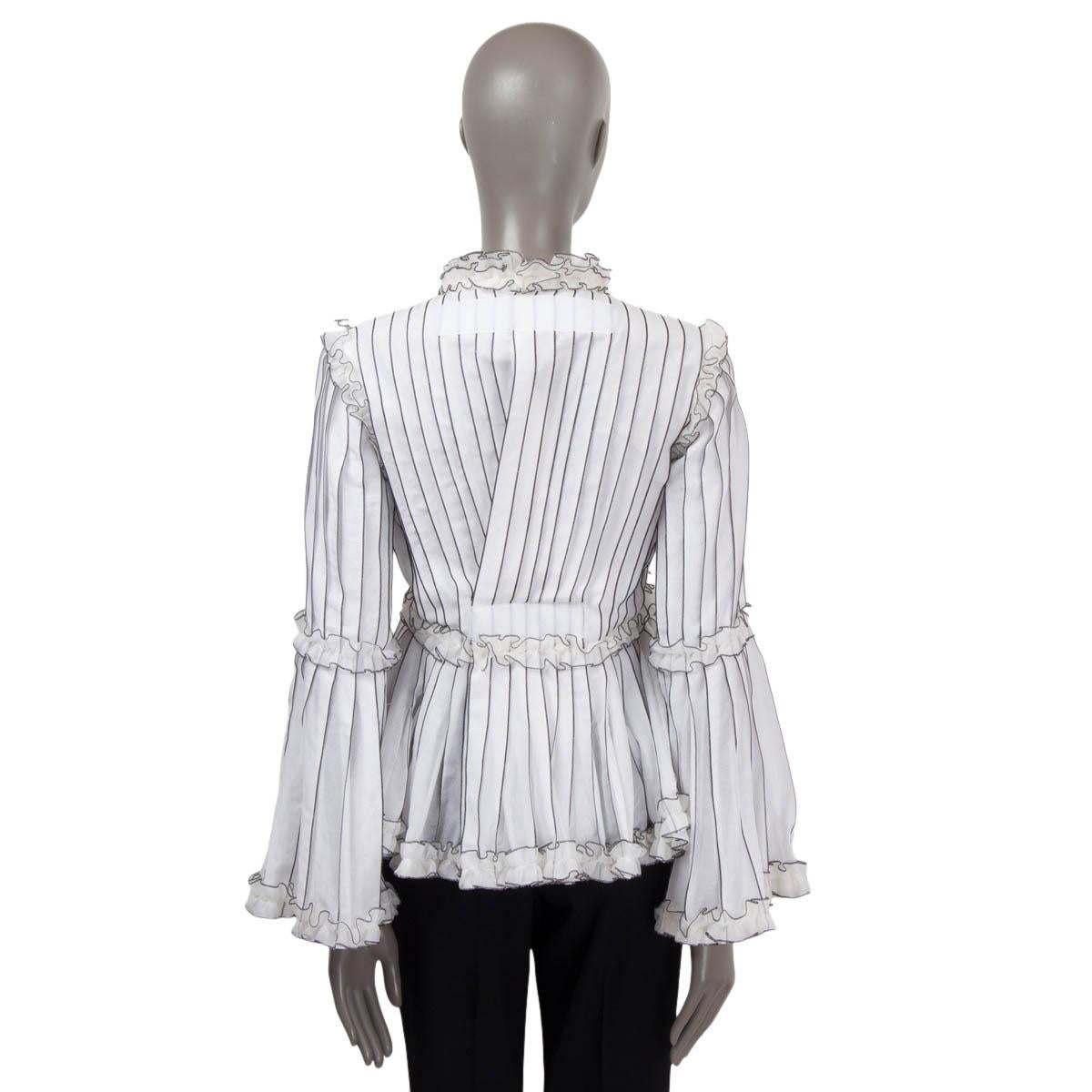 CHANEL white & black cotton 2017 17S STRIPED Blouse Shirt 36 XS For Sale 1