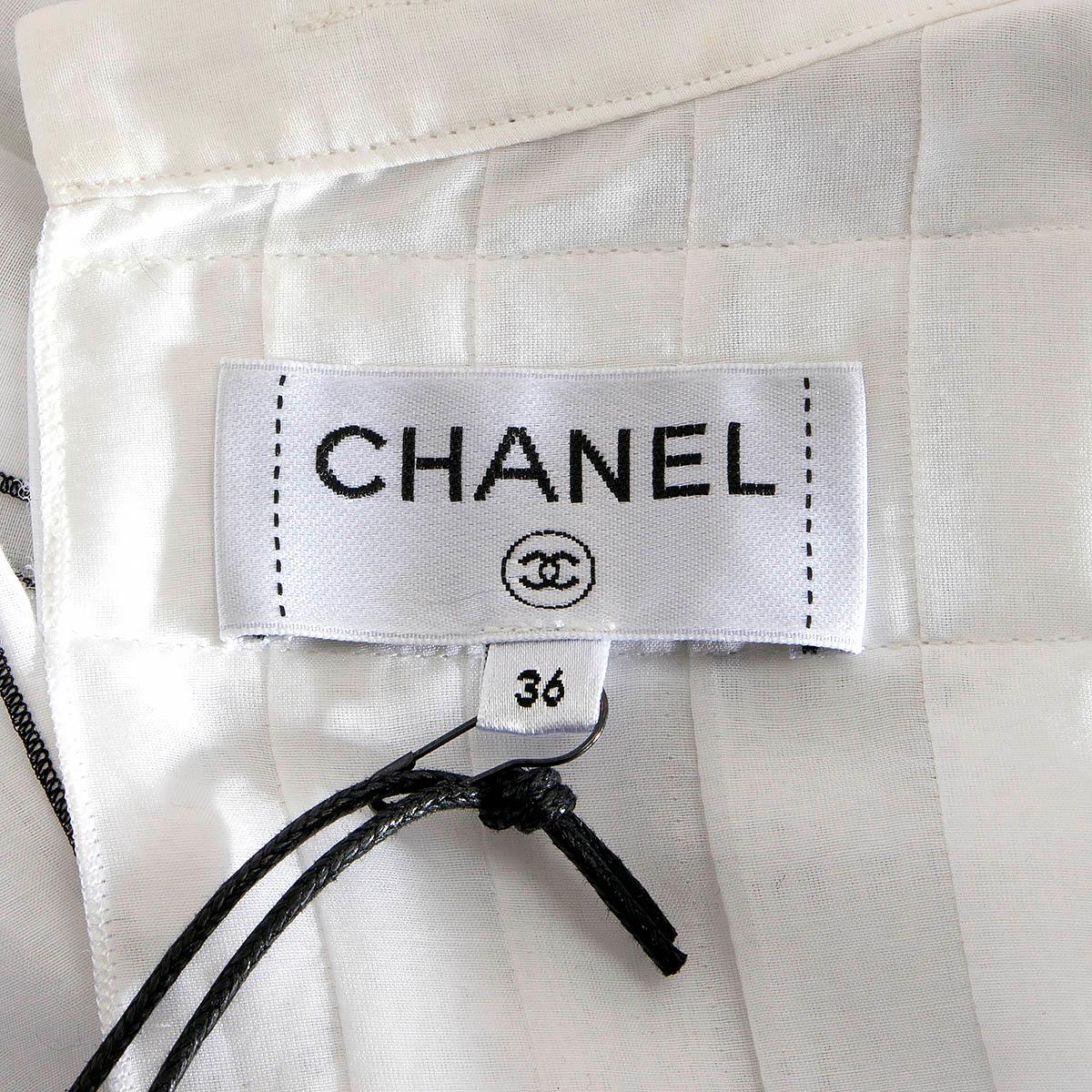 CHANEL white & black cotton 2017 17S STRIPED Blouse Shirt 36 XS For Sale 4