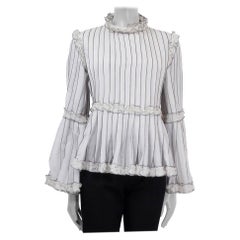 CHANEL blanco y negro algodón 2017 17S STRIPED Blusa Camisa 36 XS