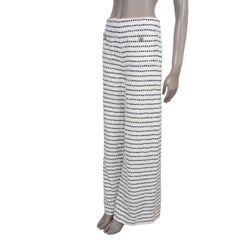 CHANEL white black cotton 23C MONTE CARLO WIDE RIBBON TWEED Pants 36 XS
