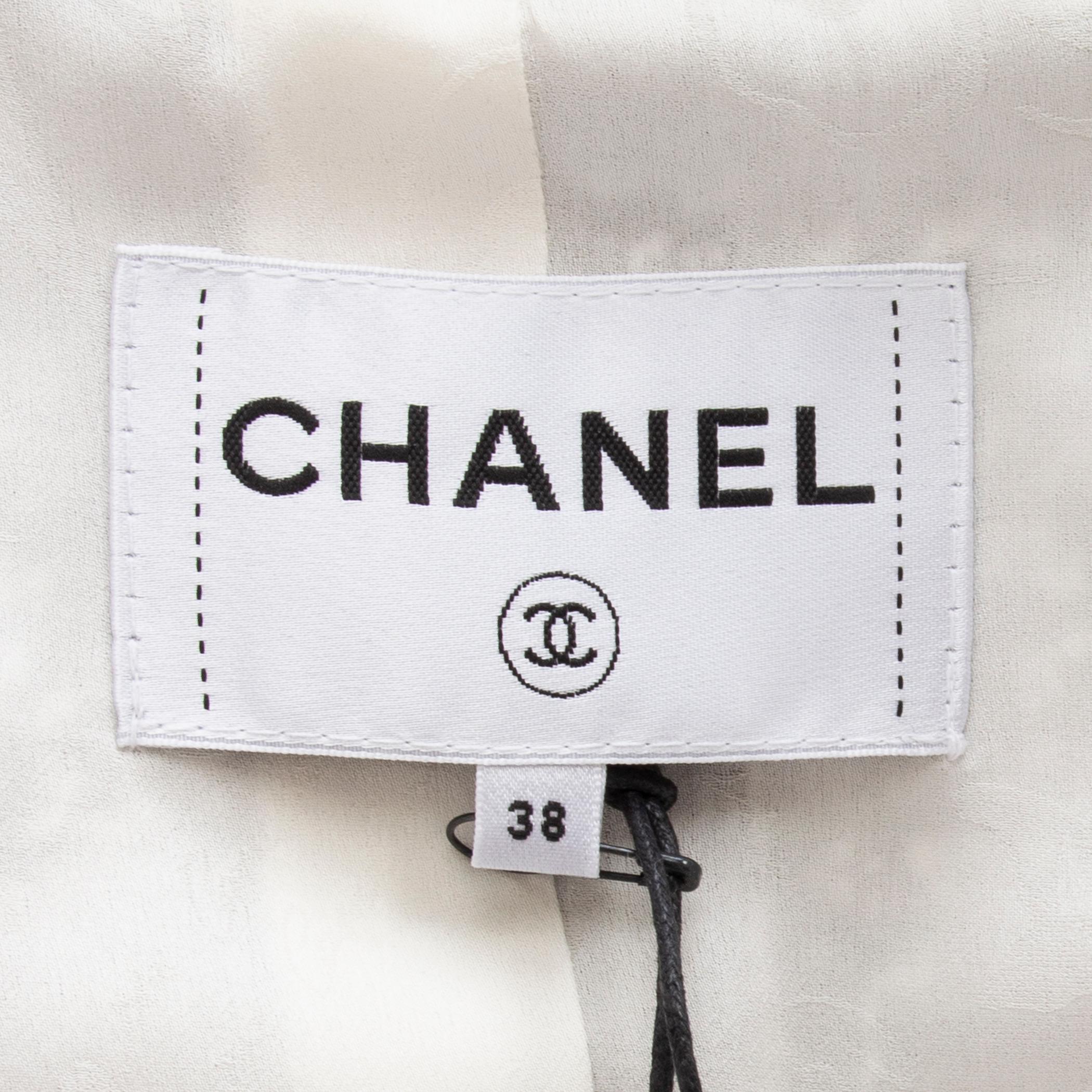CHANEL Giacca doppiopetto in tweed di cotone bianco e nero 38 S. 2