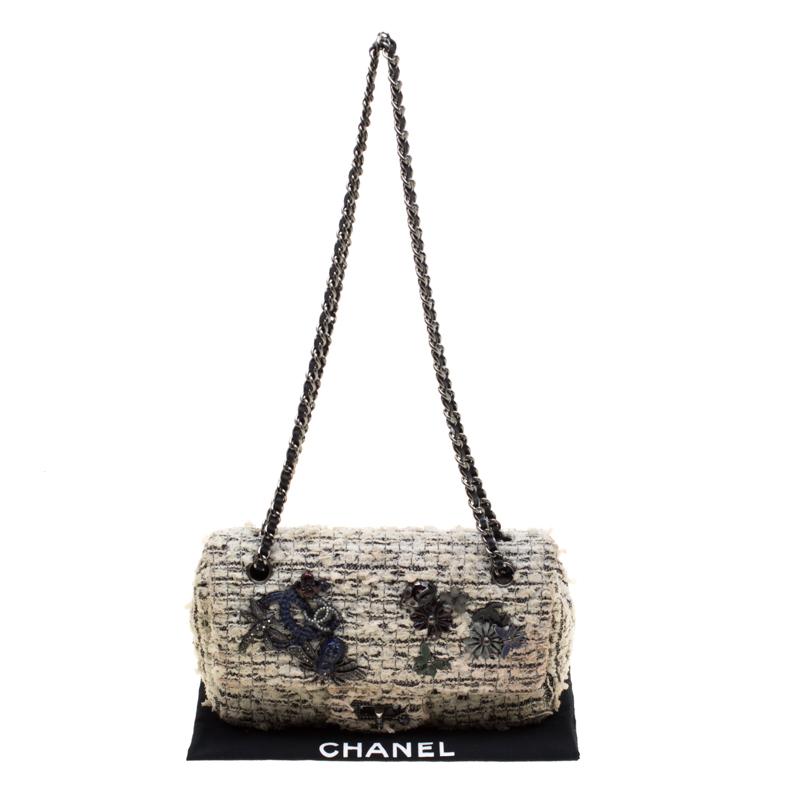Chanel White/Black Garden Charms Tweed 2.55 Reissue Flap Shoulder Bag 5