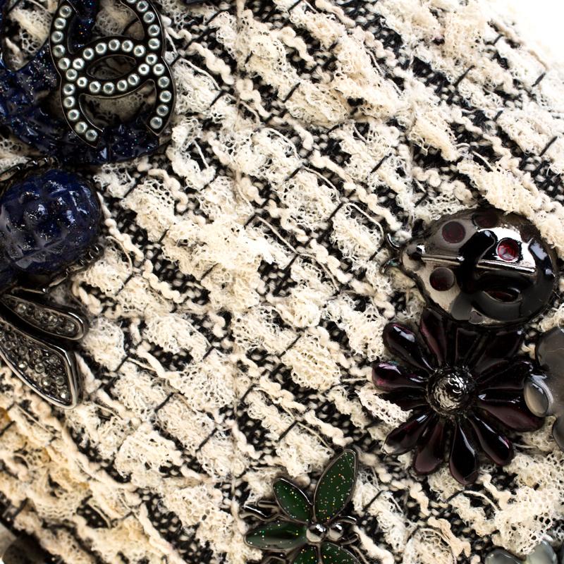 Chanel White/Black Garden Charms Tweed 2.55 Reissue Flap Shoulder Bag 2