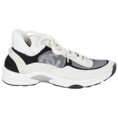 CHANEL blanc noir gris nylon CRUISE 2020 Sneakers Shoes 39