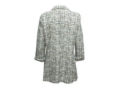 Chanel White & Black Knee-Length Tweed Coat