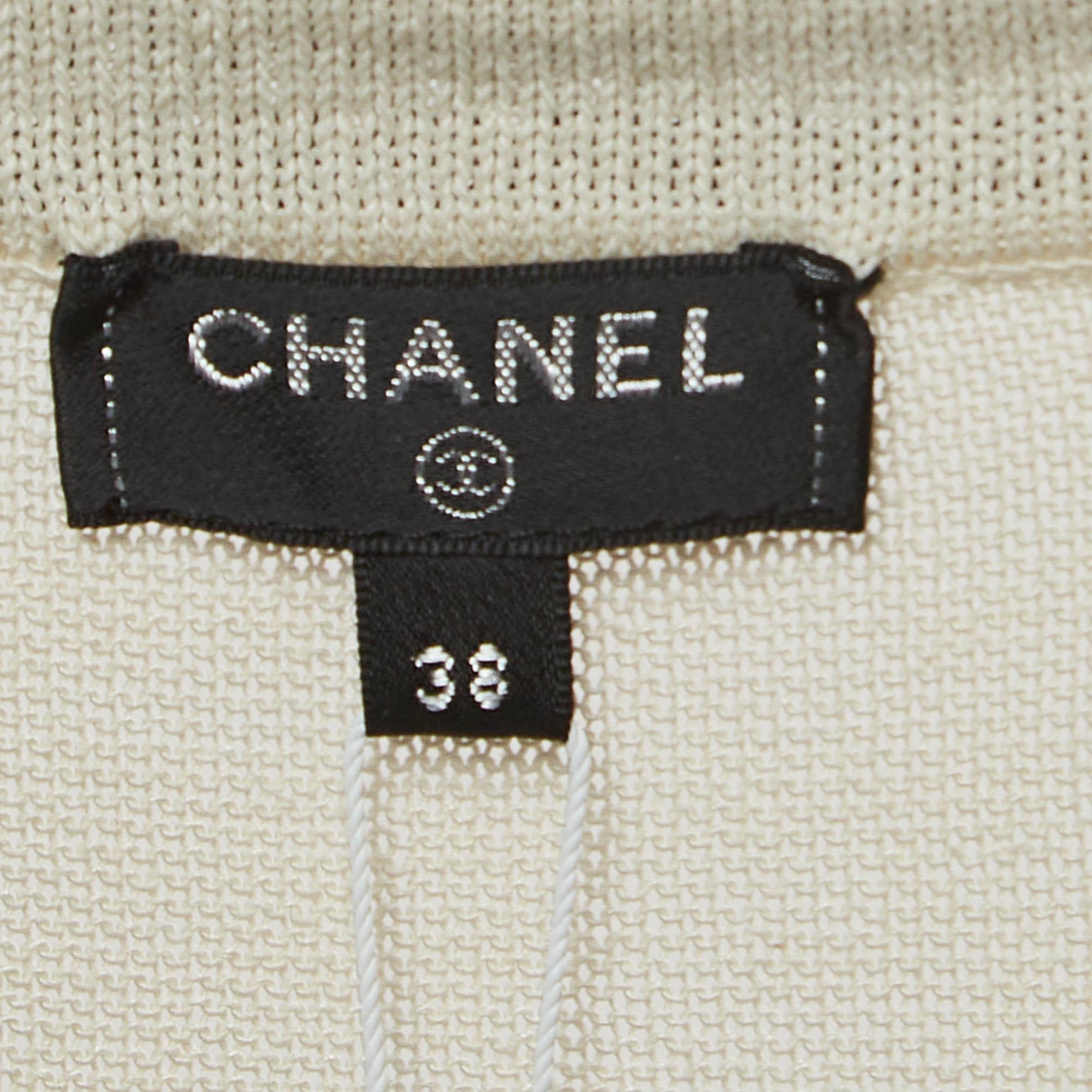 Beige Chanel White/Black Knit Pocket Detail Mini Dress M