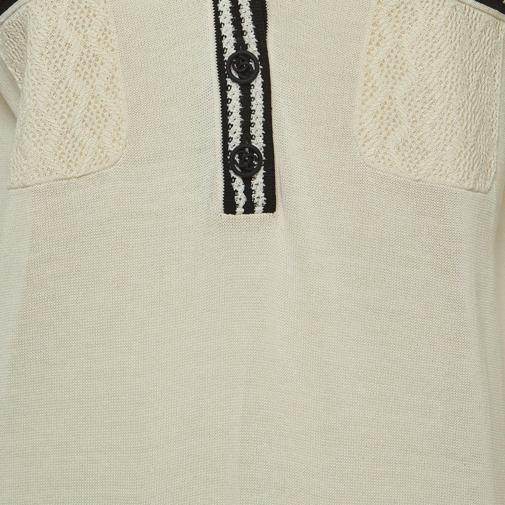 Chanel White/Black Knit Pocket Detail Mini Dress M In New Condition In Dubai, Al Qouz 2