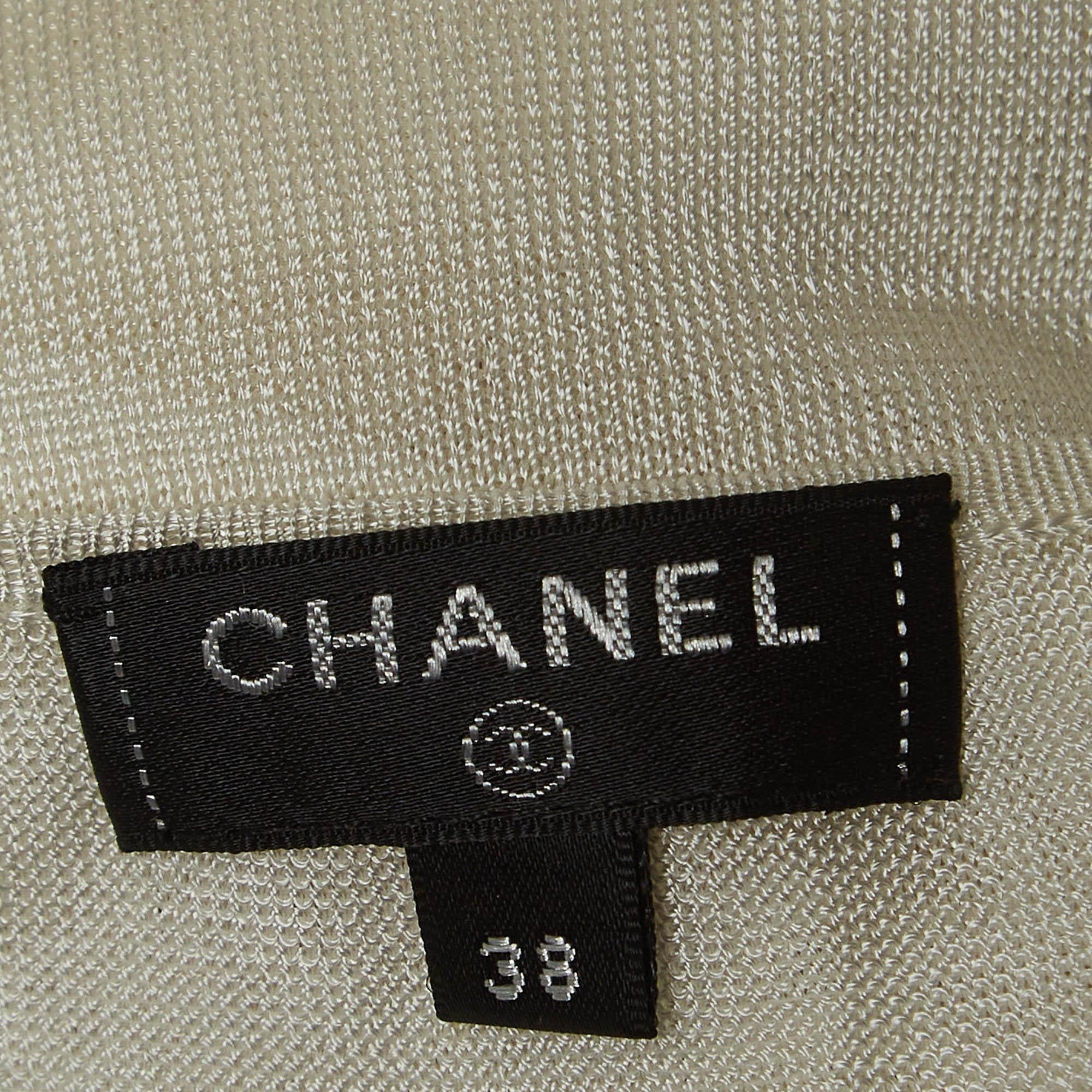Chanel White/Black Knit Pocket Detail Mini Dress M 1