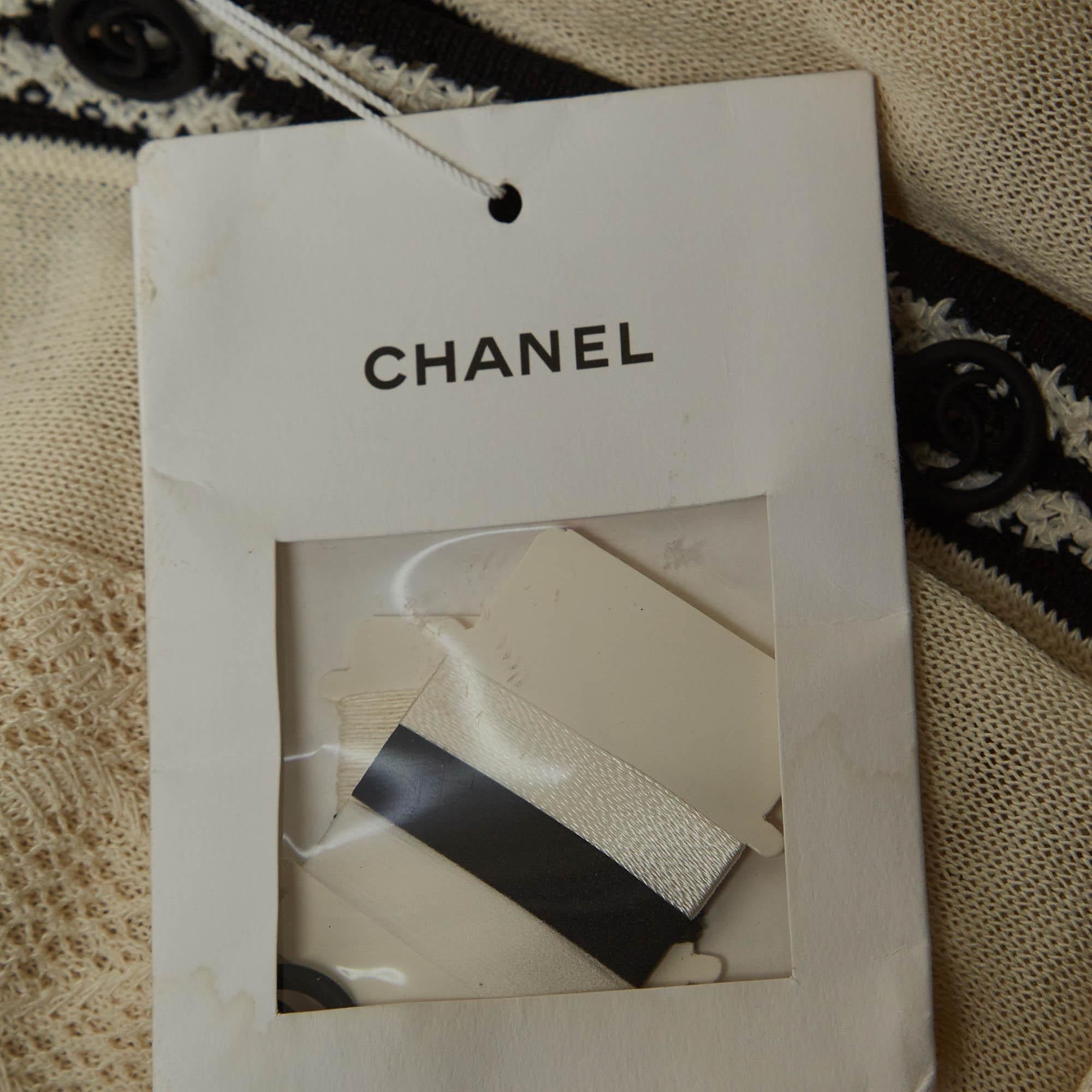 Chanel White/Black Knit Pocket Detail Mini Dress M 2