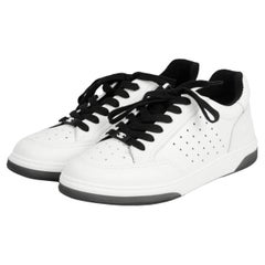 Chanel White/Black Leather Logo Sneakers sz 39