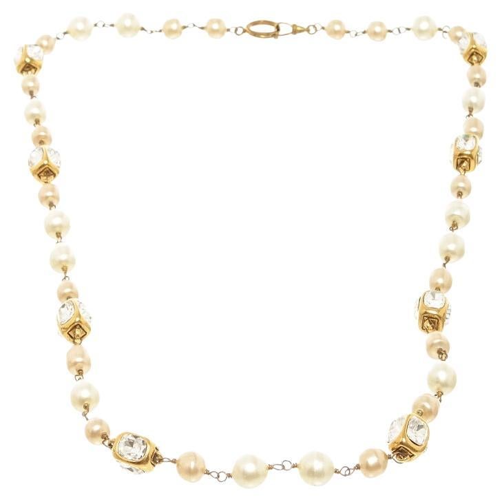 Chanel White Black Pearl Necklace