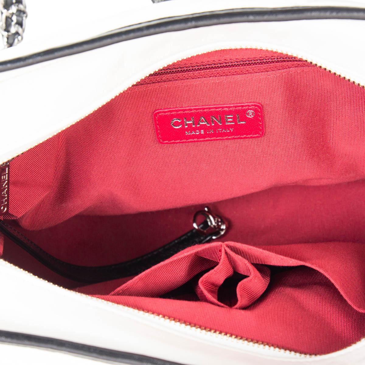 Beige CHANEL white & black quilted leather 2017 GABRIELLE MEDIUM HOBO Shoulder Bag