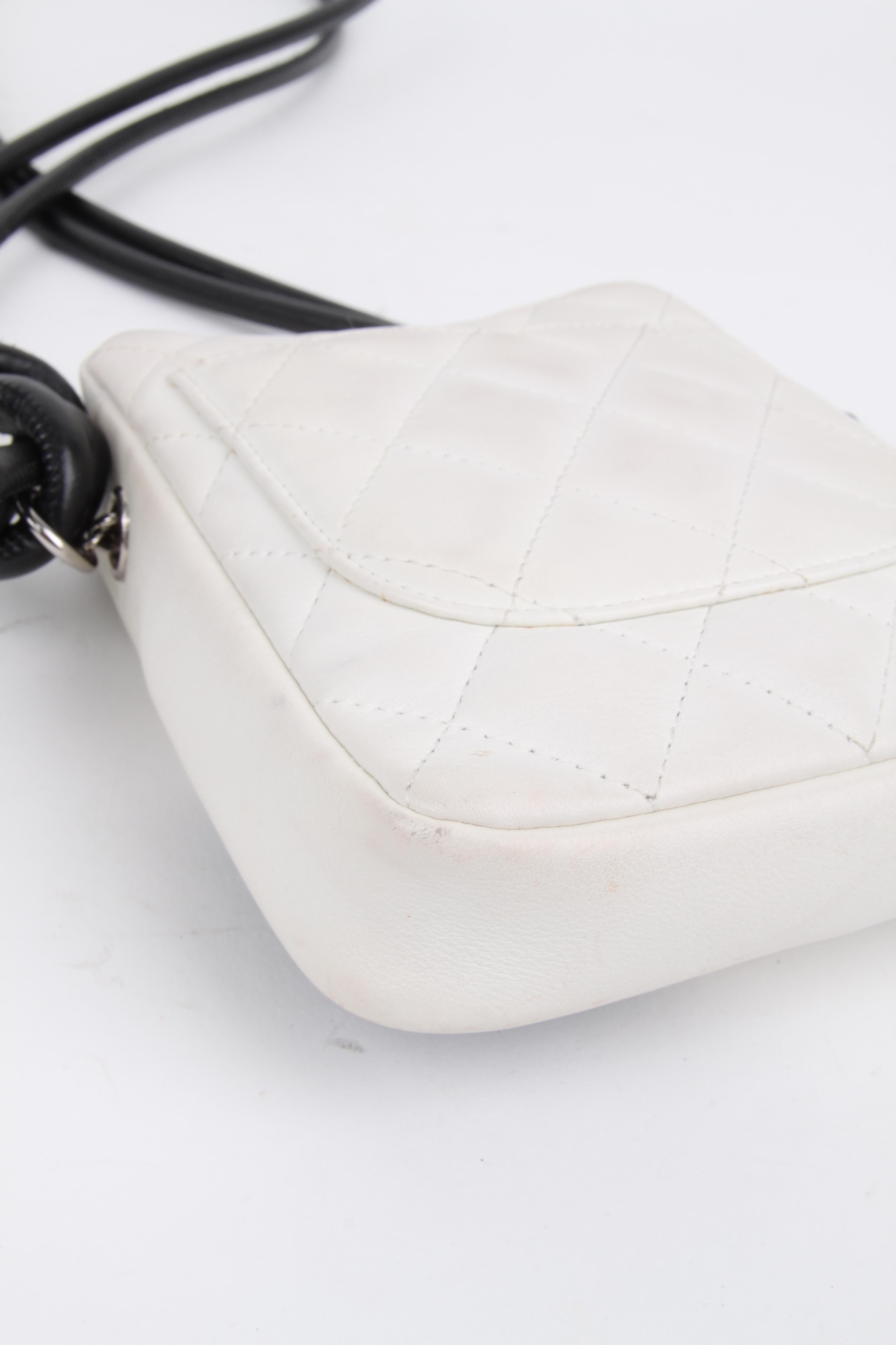 Gray Chanel White/Black Quilted Leather Cambon Crossbody Bag