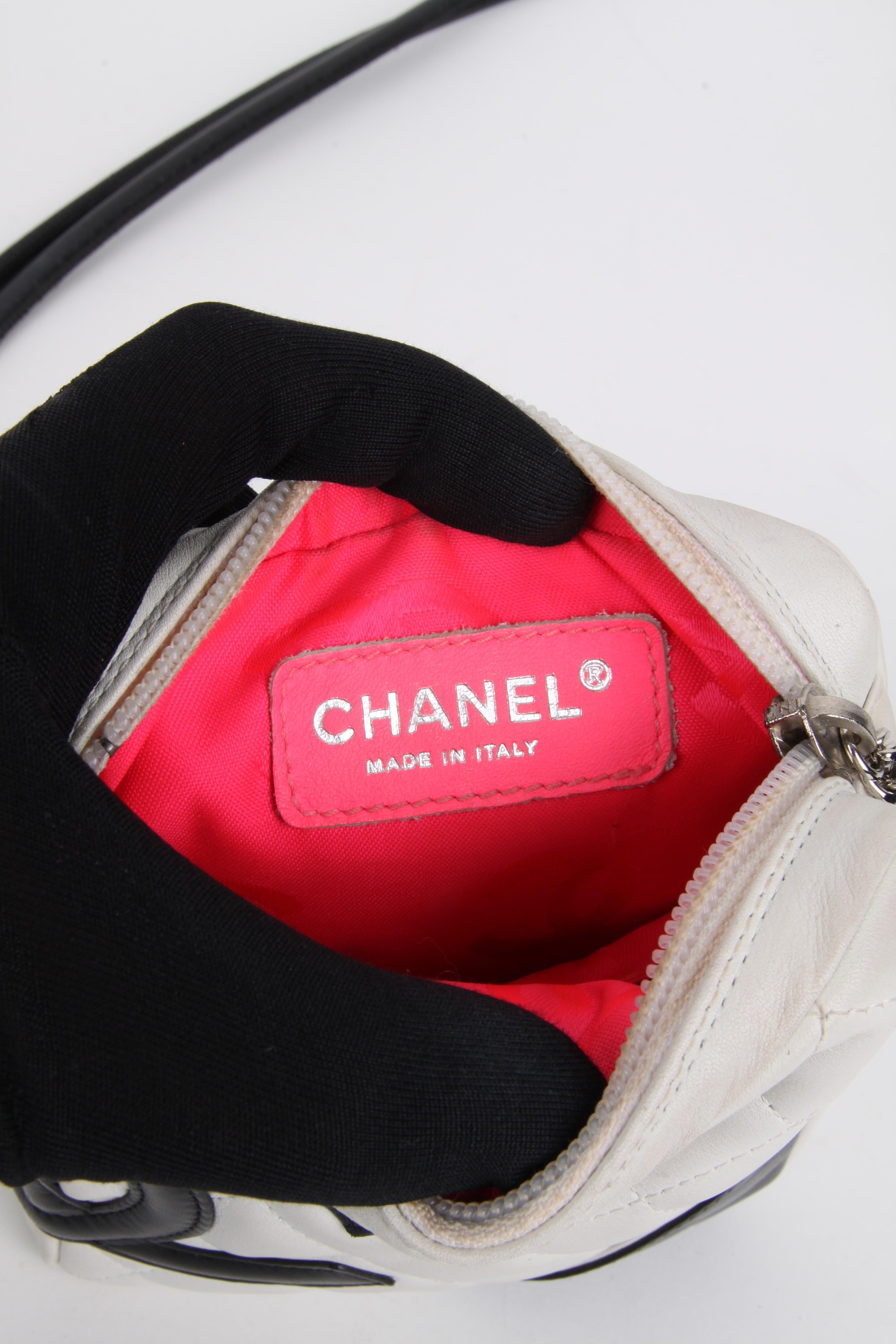 Chanel White/Black Quilted Leather Cambon Crossbody Bag In Good Condition In Baarn, NL