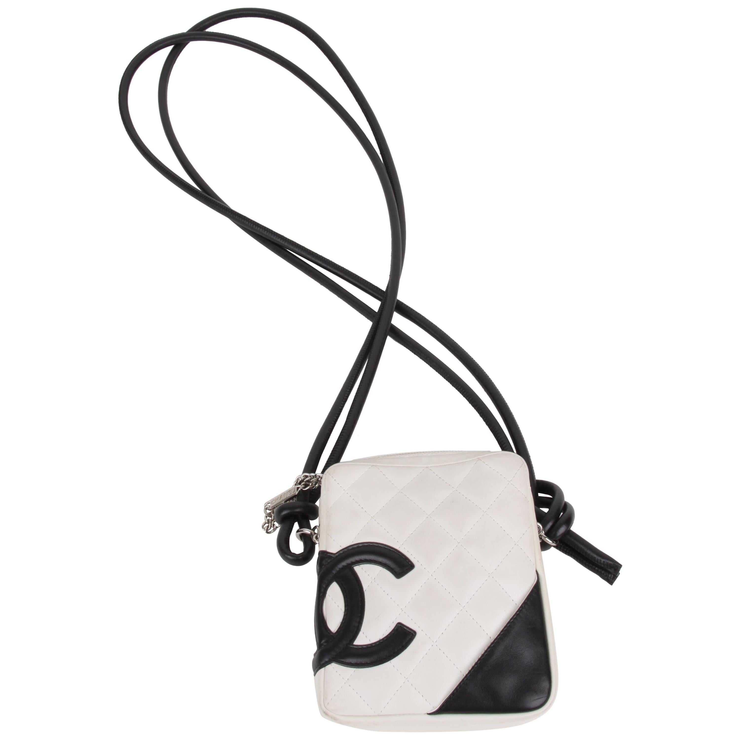 Chanel White/Black Quilted Leather Cambon Crossbody Bag