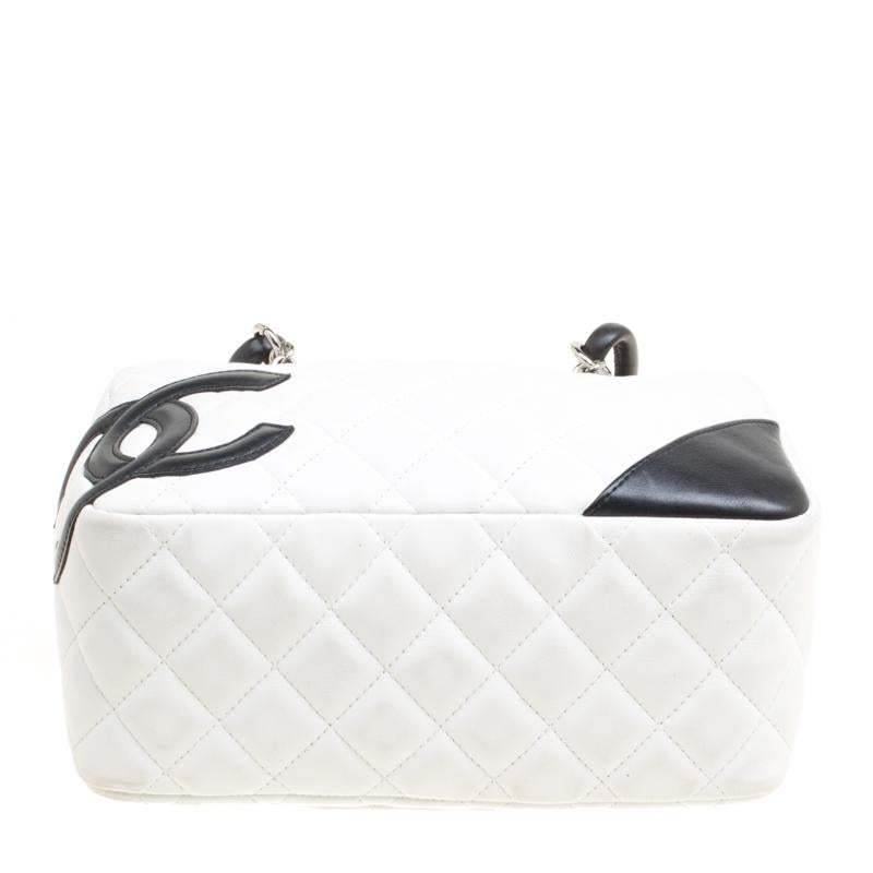 Chanel White/Black Quilted Leather Cambon Ligne Bowler Bag 2