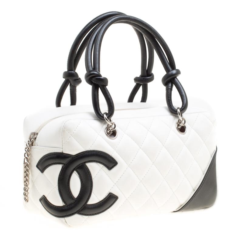 Chanel White/Black Quilted Leather Cambon Ligne Bowler Bag 1