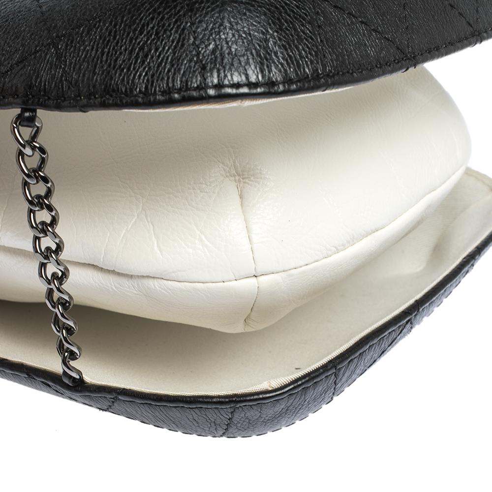 Chanel White/Black Quilted Leather Gabrielle Bucket Bag 4