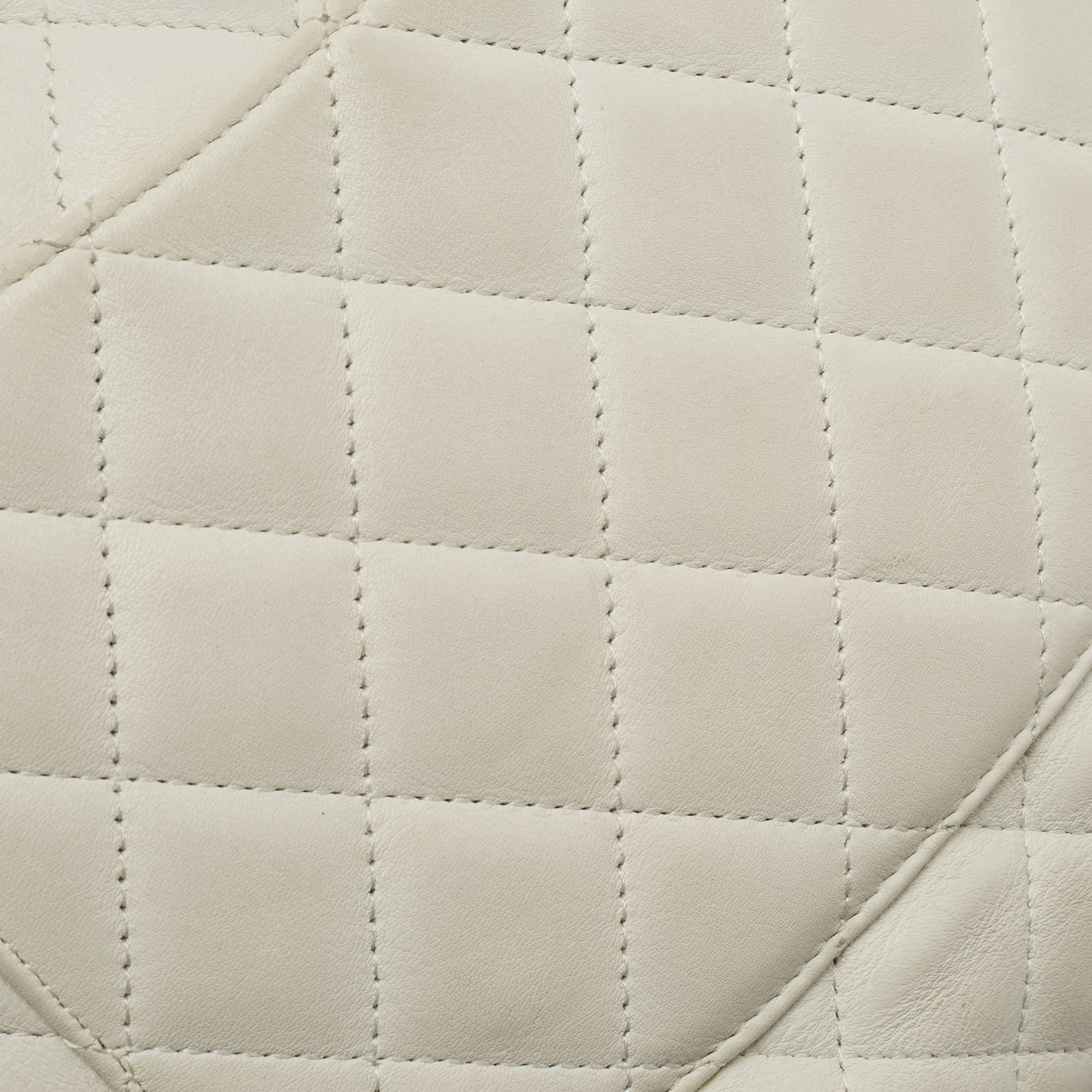 Chanel White/Black Quilted Leather Small Cambon Ligne Tote 8