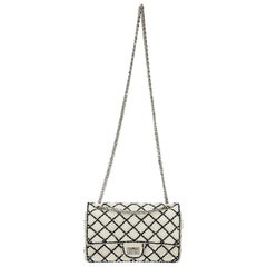 Chanel White/Black Sequinned Mesh Limited Edition 2.55 Reissue Flap Bag