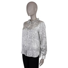 CHANEL white & black silk 17S CIRCUIT BOARD Blouse Shirt 36 XS