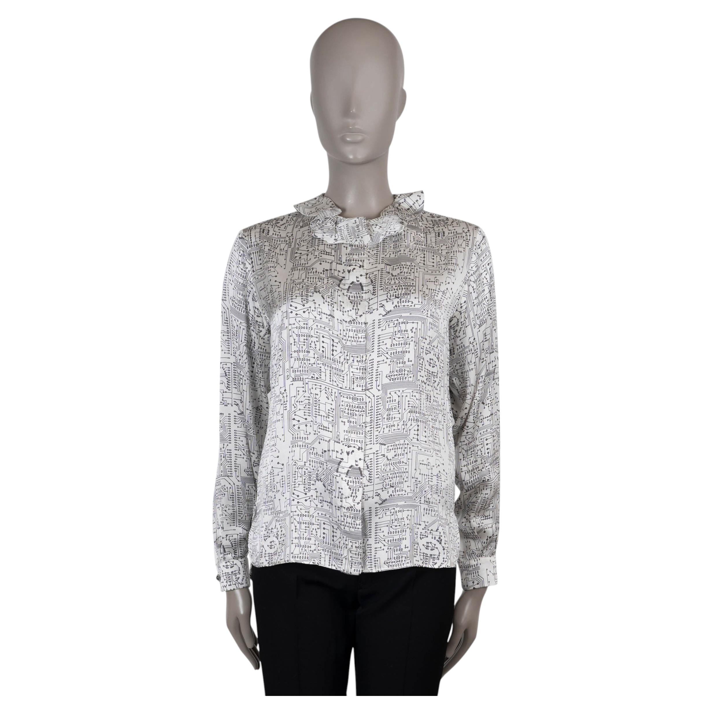Chanel camicetta in seta bianca e nera 17S CIRCUIT BOARD Camicia 36 XS
