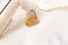 Chanel White & Black Silk Camelia Brooch