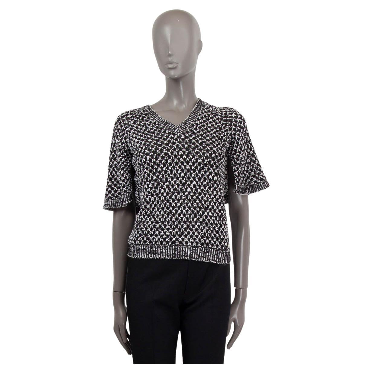 Chanel White & Black Silk Cotton 2017 17P Cape Sleeve Knit Top Shirt 36 Xs