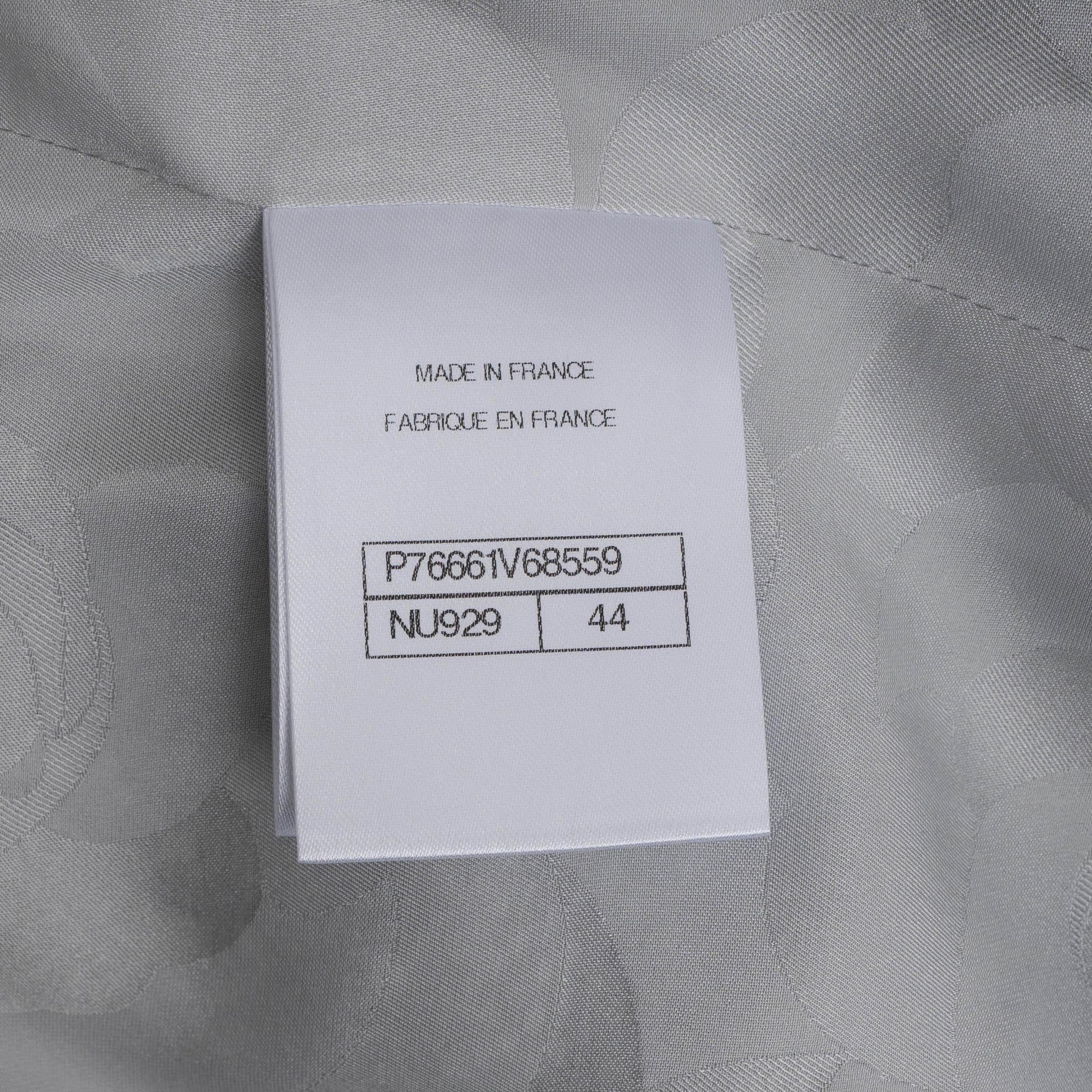 CHANEL weiß schwarz silber Baumwolle 24P IRIDESCENT TWEED Jacke 44 passt 40 M im Angebot 3