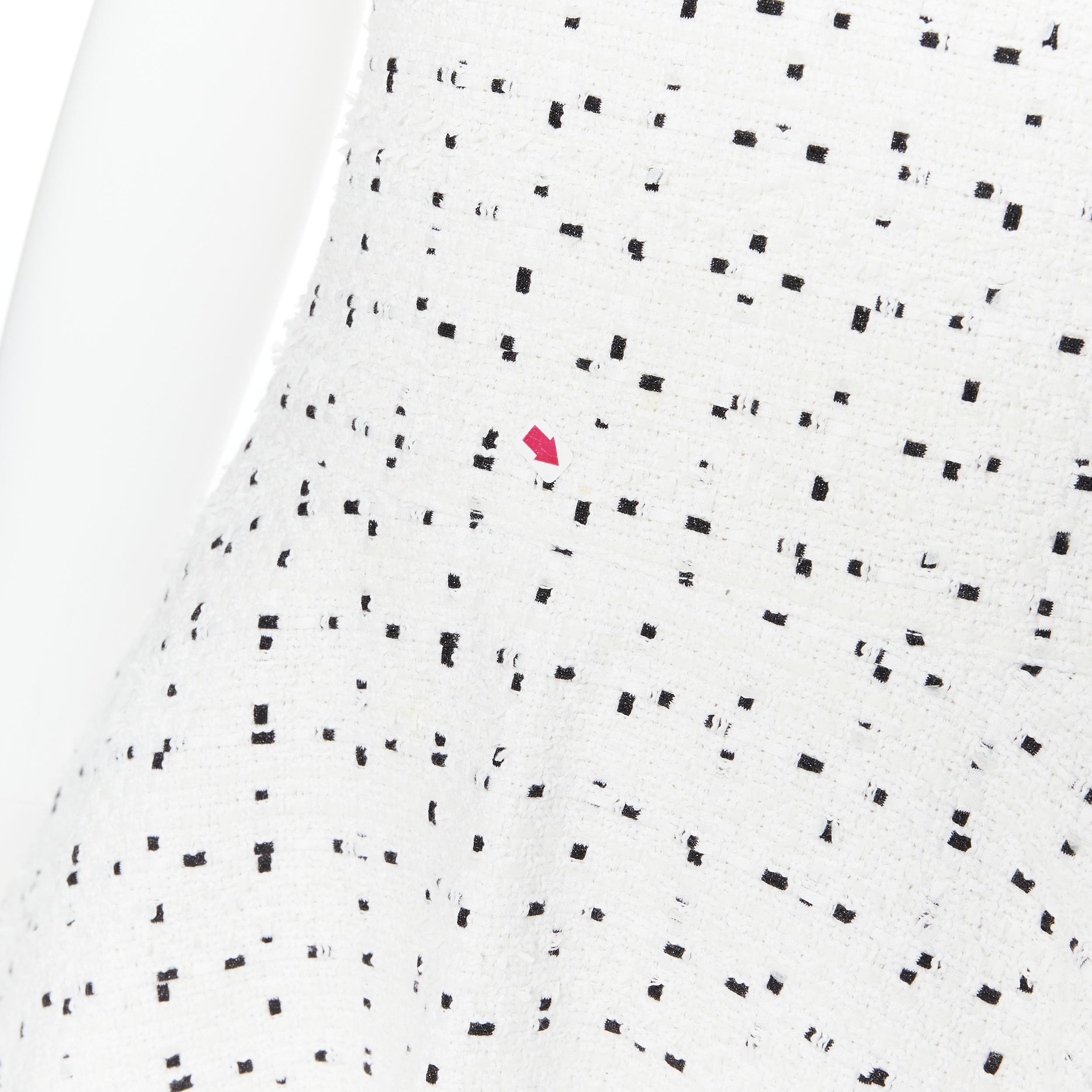 CHANEL white black speckle tweed peplum layered cap sleeve mini dress FR34 S 2