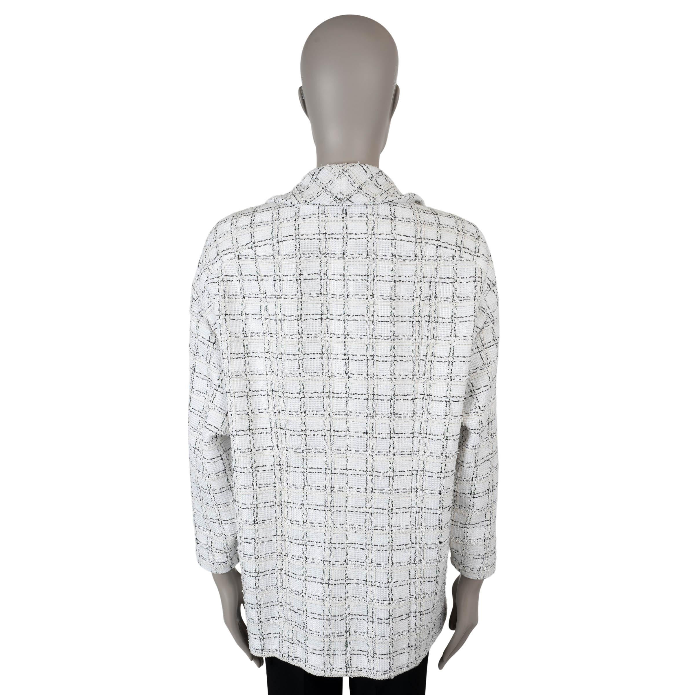 CHANEL Weiß Schwarz-Schwarze Viskose 20202 20B OVERSIZED LUREX TWEED Jacke 40 M (Grau) im Angebot