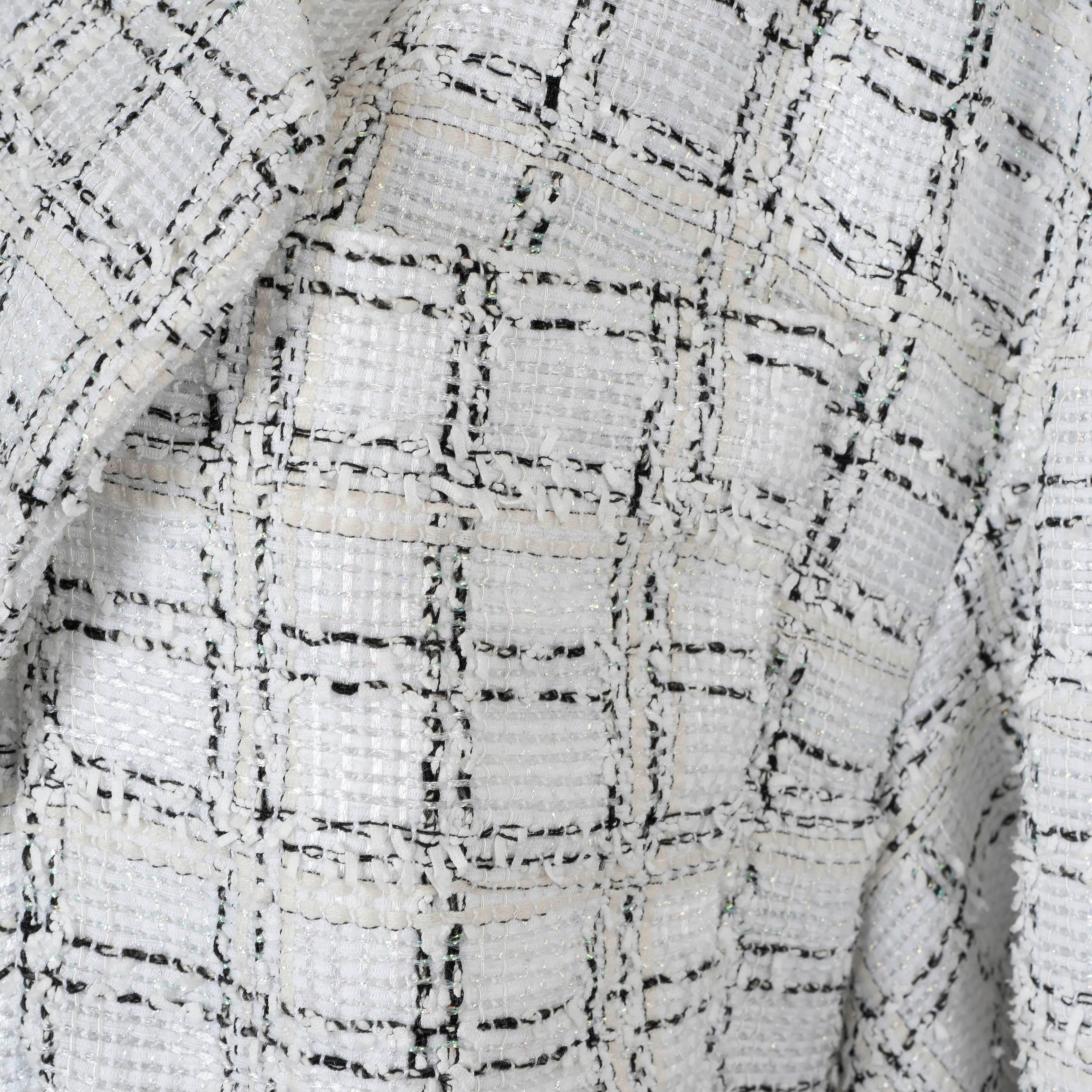 CHANEL Weiß Schwarz-Schwarze Viskose 20202 20B OVERSIZED LUREX TWEED Jacke 40 M im Angebot 1