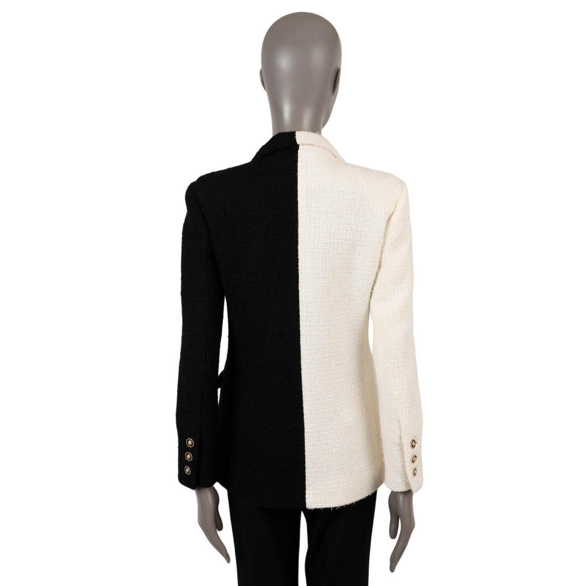 Women's CHANEL white & black wool 2020 20A 31 RUE CAMBON TWEED Jacket 38 S For Sale