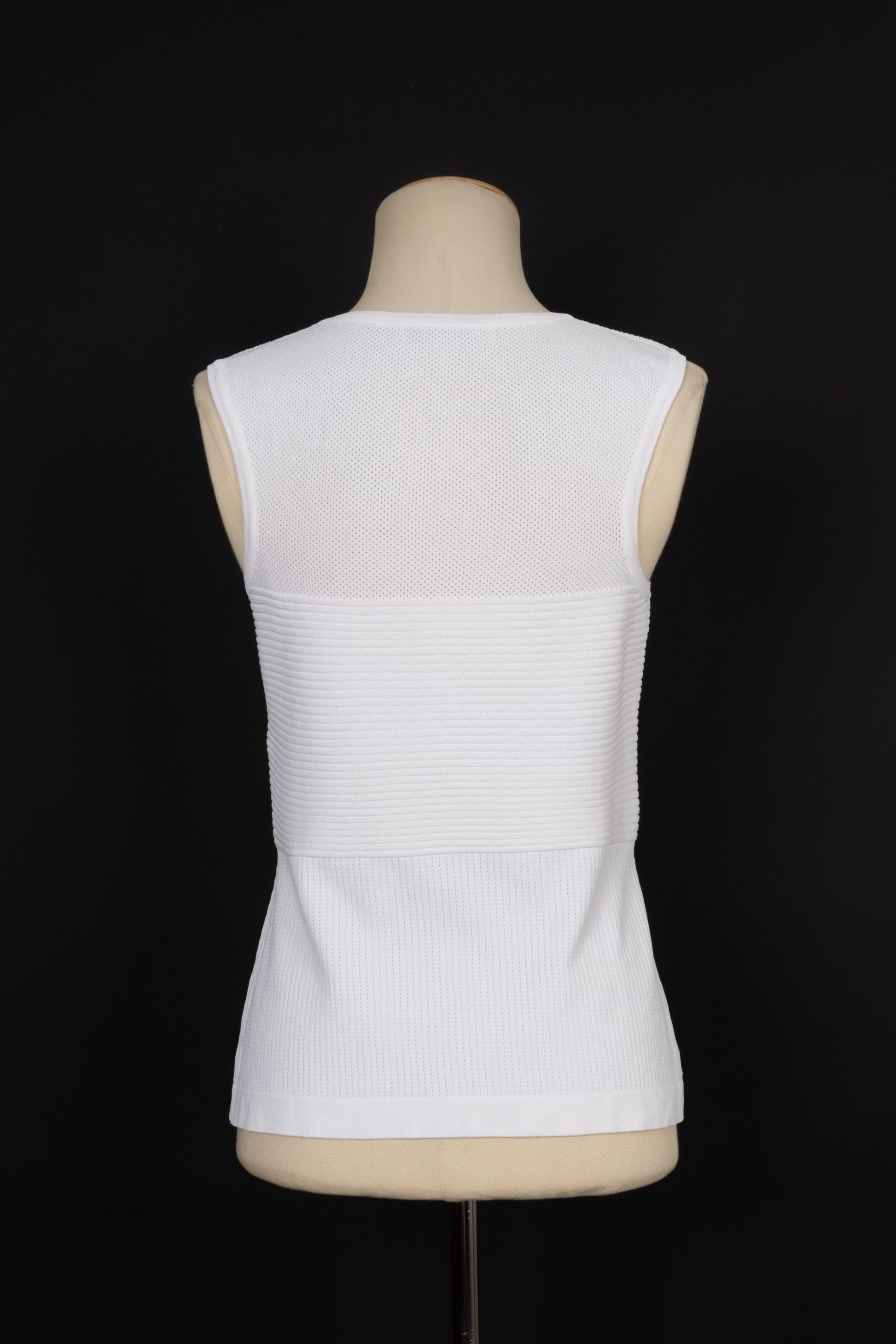 Chanel White Blended Cotton Top In Excellent Condition For Sale In SAINT-OUEN-SUR-SEINE, FR