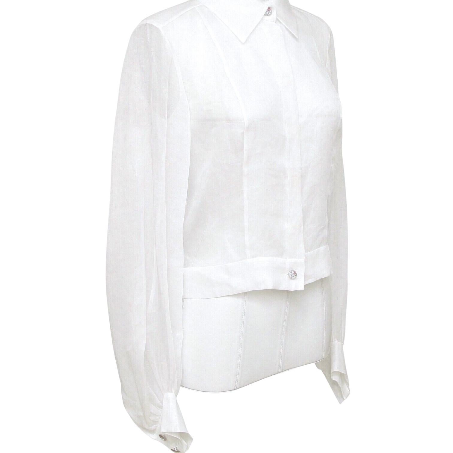 CHANEL White Blouse Top Long Sleeve Cotton 2017 17C $1800 NWT 1