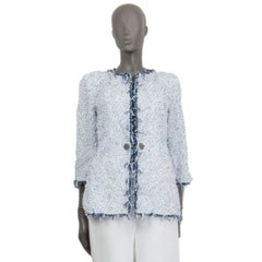 CHANEL white & blue 18P Lesange Tweed Blazer Jacket 38 S