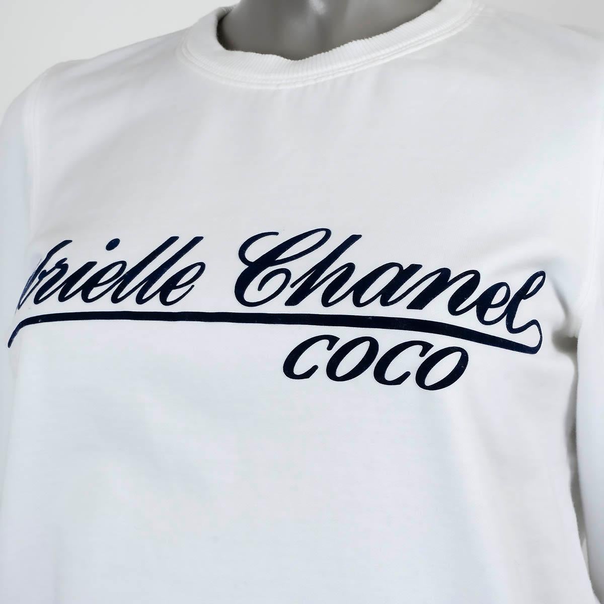 CHANEL white & blue cotton 2017 LOGO Sweatshirt Sweater 34 XS For Sale 2