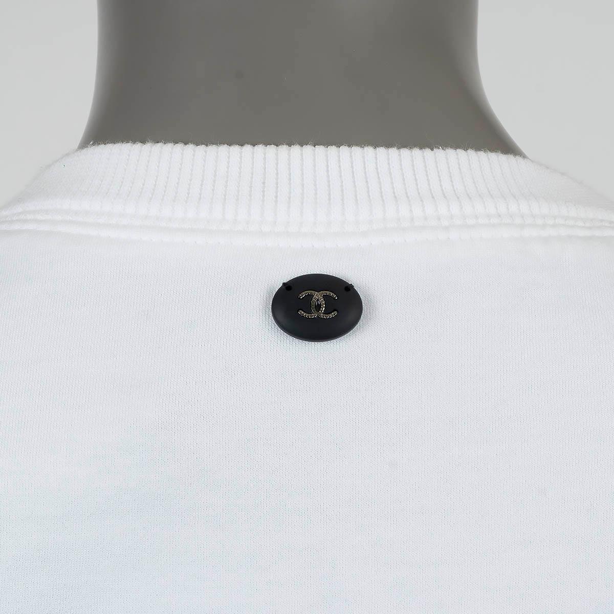 CHANEL Sweat-shirt blanc et bleu 2017  Logo 34 XS en vente 3