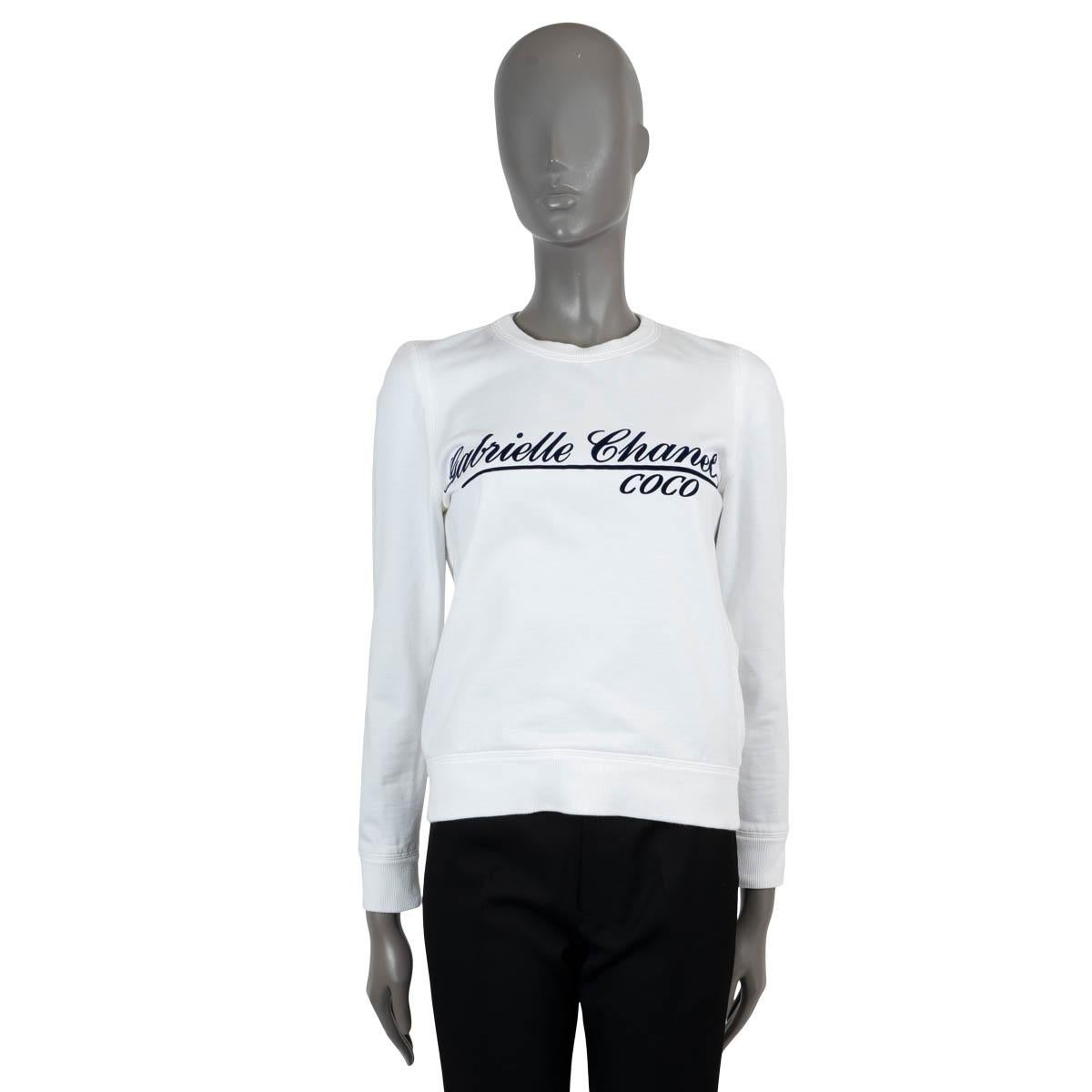 CHANEL Weißes & blaues Baumwollpullover 2017 LOGO Sweatshirt Pullover 34 XS im Angebot
