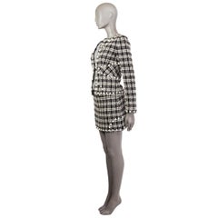 CHANEL white & blue cotton PYRAMID STUDDED Boucle Tweed Blazer Jacket 36 XS