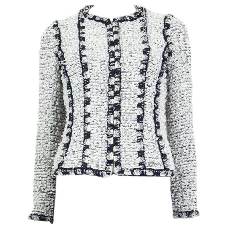 chanel white tweed blazer jacket