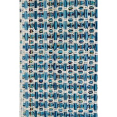 CHANEL white blue wool cashmere FRINGED Muffler Scarf