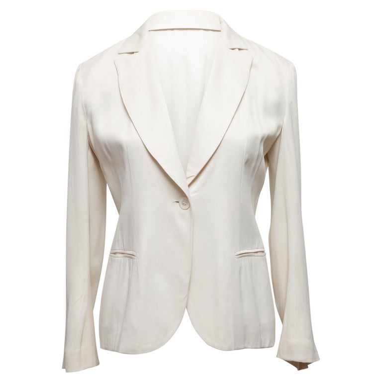 Chanel White Boutique Sateen Blazer For Sale at 1stDibs